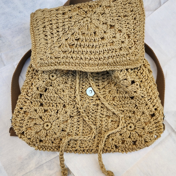 Handbags - Handcrafted Tan Crochet‎ Bag